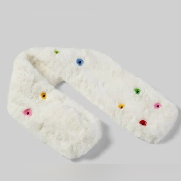 Halara Play It My Way White Colorful Button Scarves Brand New - Picture 1 of 7